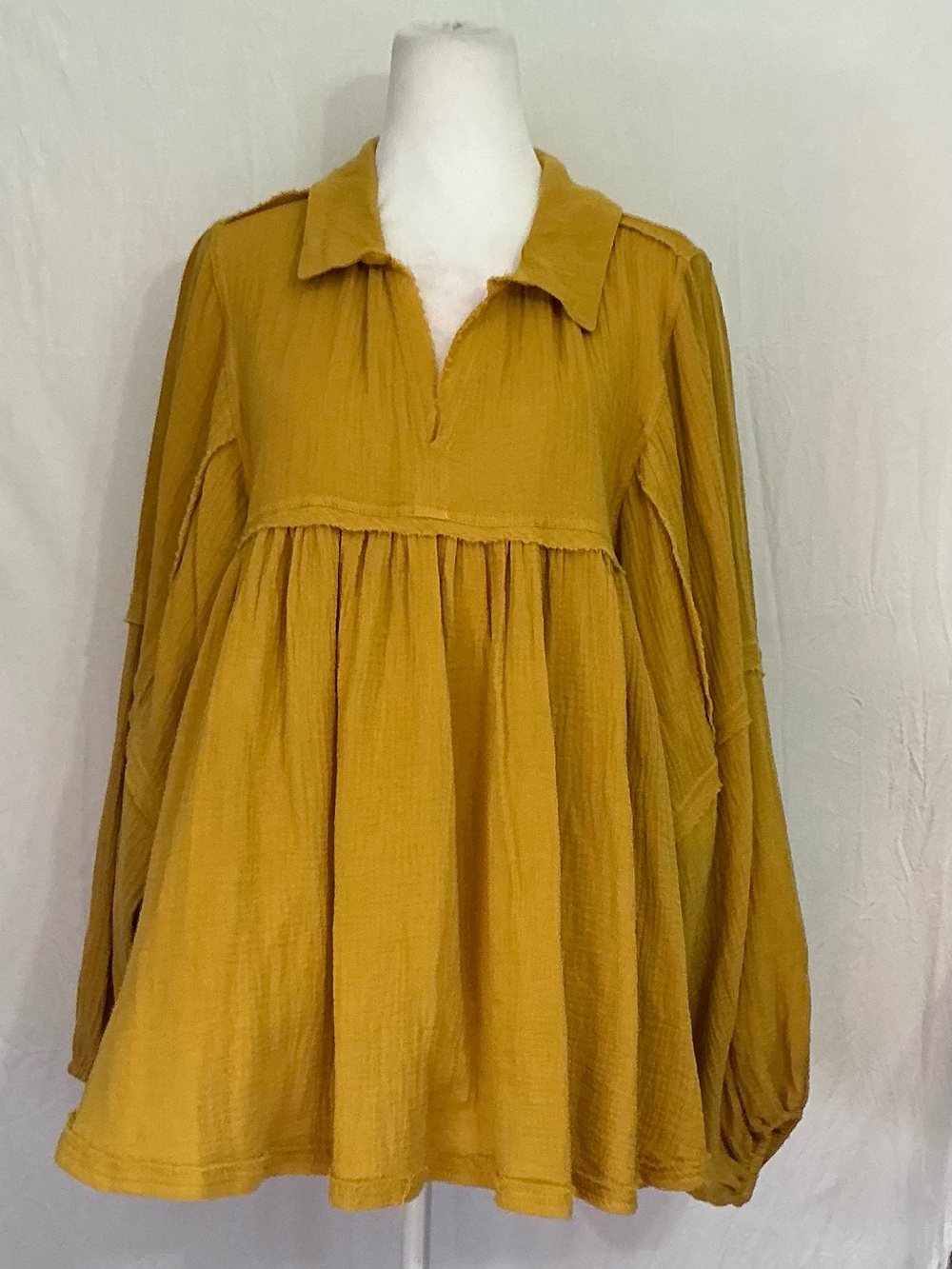 Ces Femme Mustard Collared Peasant Tunic